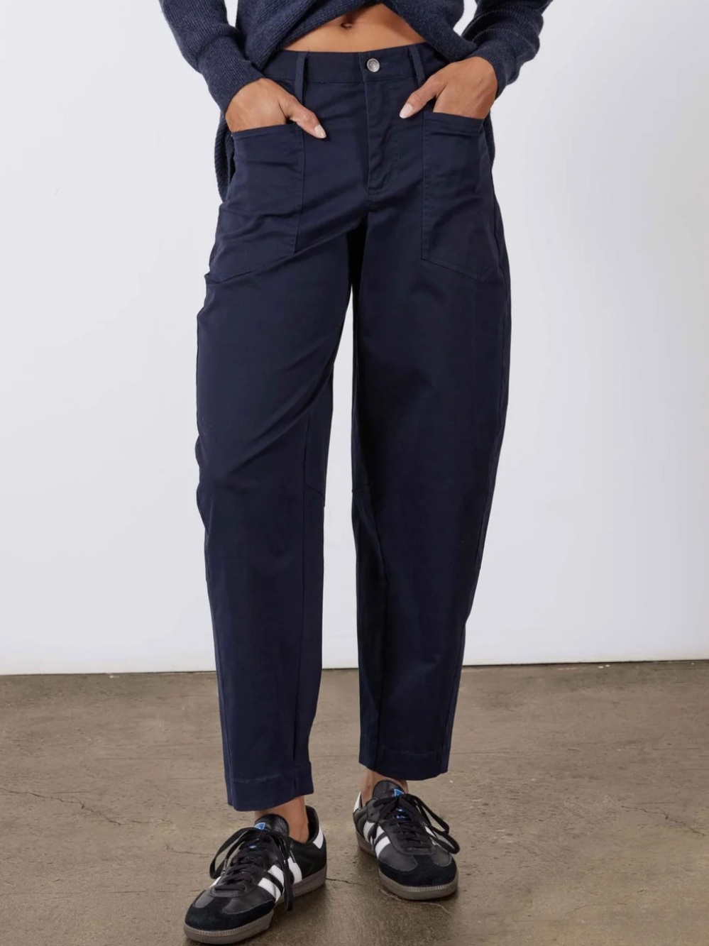 Ruti The Slouchy Soft Twill Pants With Elastic - Navy- Size 10